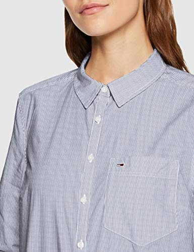 Tommy Jeans Tjw Regular Stripe Poplin Shirt Camisa, Azul (Blue BH), 40 (Talla del Fabricante: Large) para Mujer