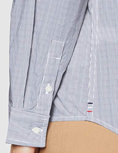 Tommy Jeans Tjw Regular Stripe Poplin Shirt Camisa, Azul (Blue BH), 40 (Talla del Fabricante: Large) para Mujer