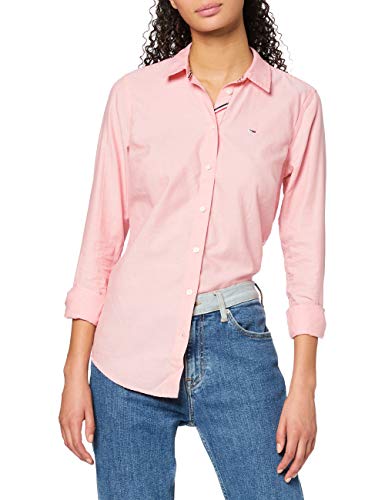 Tommy Jeans Tjw Slim Fit Oxford Shirt Camisa, Rosa (Pink Te6), 32 (Talla del Fabricante: XX-Small) para Mujer