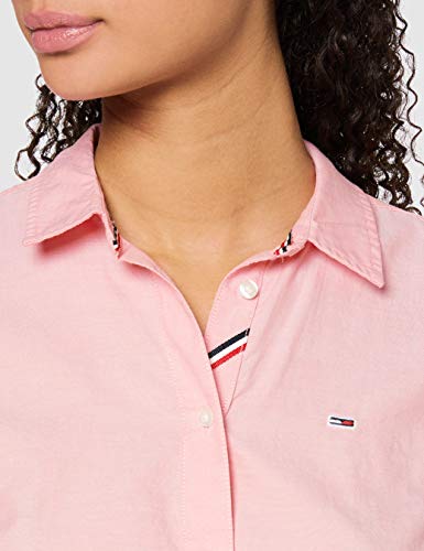 Tommy Jeans Tjw Slim Fit Oxford Shirt Camisa, Rosa (Pink Te6), 32 (Talla del Fabricante: XX-Small) para Mujer
