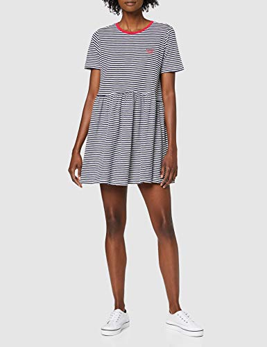 Tommy Jeans Tjw Stripe tee Dress Vestido, Azul (Twilight Navy/White 0ze), 40 (Talla del Fabricante: Large) para Mujer