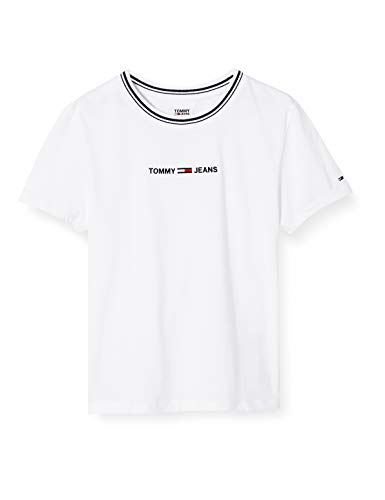 Tommy Jeans Tjw Summer Logo Ringer tee Camisa, Blanco (White), XXXL para Mujer