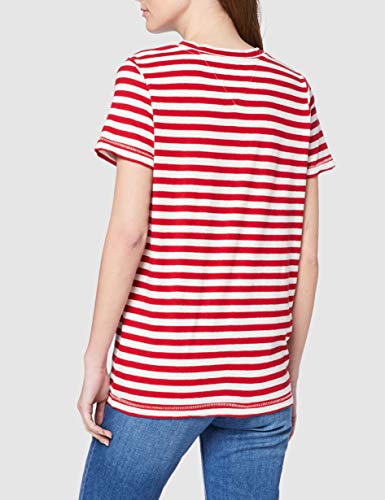 Tommy Jeans Tjw Textured Stripe tee Ropa Deportiva de Punto, Rojo (Deep Crimson/White 0e9), 36 (Talla del Fabricante: Small) para Mujer