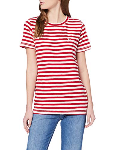 Tommy Jeans Tjw Textured Stripe tee Ropa Deportiva de Punto, Rojo (Deep Crimson/White 0e9), 36 (Talla del Fabricante: Small) para Mujer