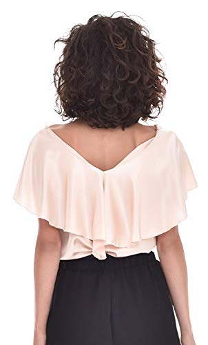 Top Blusa Mujer Casual Verano Fiesta Liso Volante (Vanilla, XL) T220155