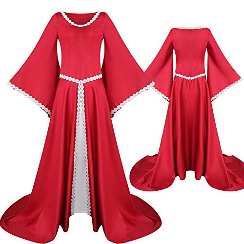 Topashe Vestido de época Medieval,Trajes Medievales, Vestidos de Corte-Rojo_S,Vestido Medieval para Halloween