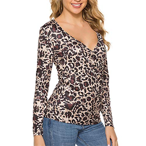 Tops Mujer Camiseta Mujer Sexy Cuello En V Bajo Manga Larga Primavera Verano Slim Fit Base Camisa Elegante Elegante Cómodo Clásica Camisa Mujer Bluse Mujer B-White L