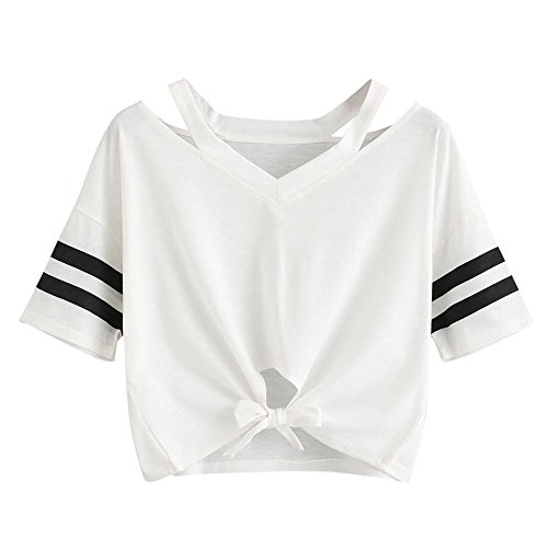 Tosonse Camiseta para Mujer Tops Manga Corta Jersey Yoga Blusa Cuello Redondo Tanques Camisas Camiseta Túnica Nudo Torcedura Impresión Delantera
