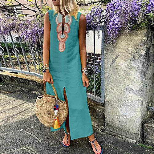 Tosonse Vestidos Africanos para Mujer Vestido Largo Sin Mangas con Dobladillo Dividido Vestidos De Playa Holgados