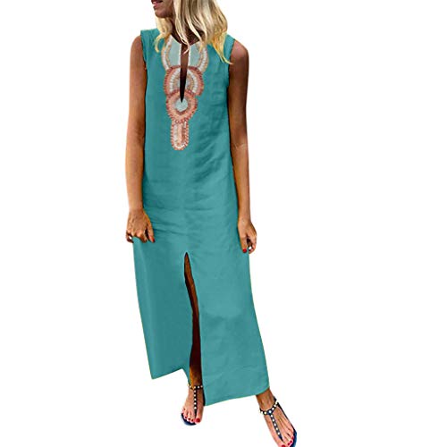 Tosonse Vestidos Africanos para Mujer Vestido Largo Sin Mangas con Dobladillo Dividido Vestidos De Playa Holgados