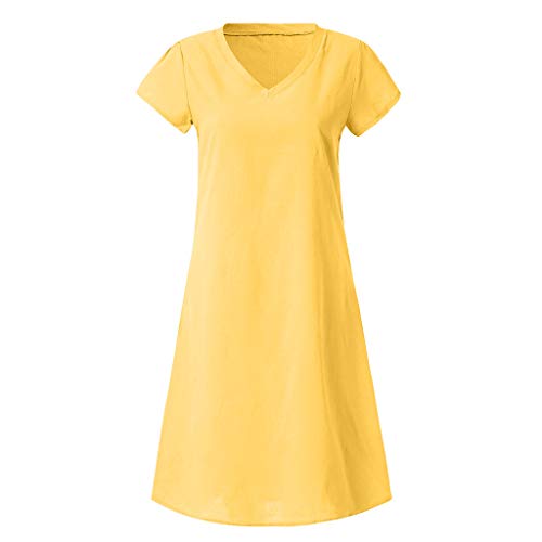 Tosonse Vestidos De Camiseta para Mujer Tallas Grandes Verano Casual Color Sólido Camisa Larga