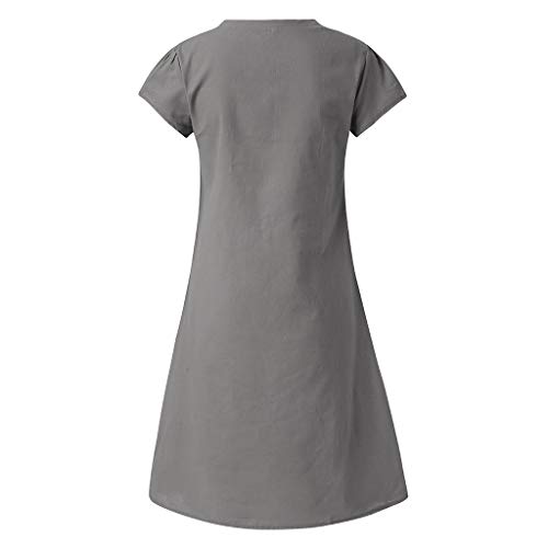 Tosonse Vestidos De Camiseta para Mujer Tallas Grandes Verano Casual Color Sólido Camisa Larga