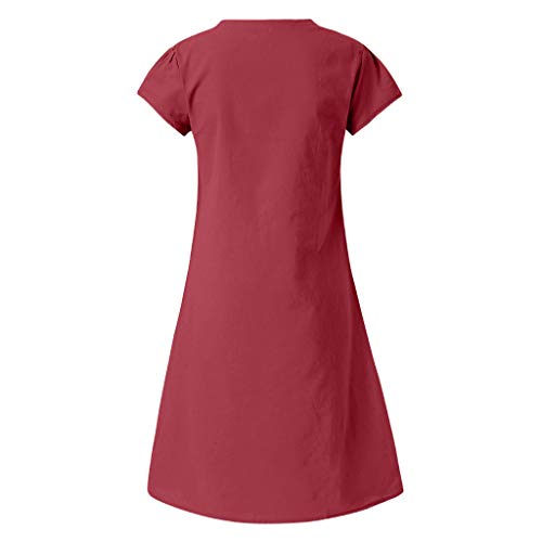 Tosonse Vestidos De Camiseta para Mujer Tallas Grandes Verano Casual Color Sólido Camisa Larga