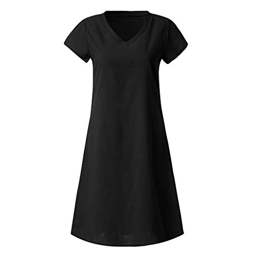 Tosonse Vestidos De Camiseta para Mujer Tallas Grandes Verano Casual Color Sólido Camisa Larga