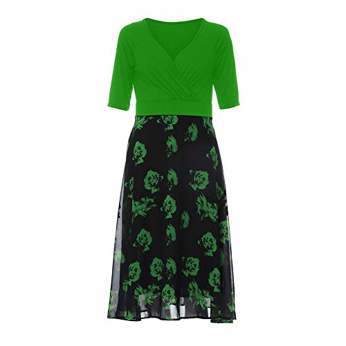 Tosonse Vestidos De Talla Grande Boho Swing para Mujer Vestido De Cóctel De Fiesta De Noche con Cuello En V Profundo