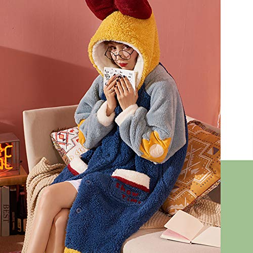 TR-yisheng Albornoz de Franela de Terciopelo Coral de Invierno para Mujer, camisón Blanco como la Nieve, Pijamas cálidos y Bonitos, camisón de Servicio a Domicilio para Mujer