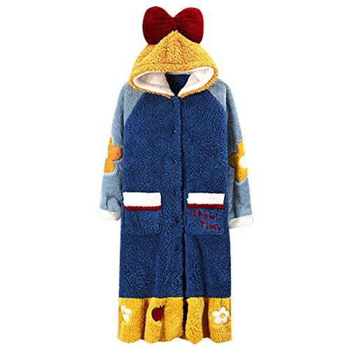 TR-yisheng Albornoz de Franela de Terciopelo Coral de Invierno para Mujer, camisón Blanco como la Nieve, Pijamas cálidos y Bonitos, camisón de Servicio a Domicilio para Mujer