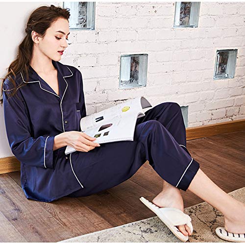 TR-yisheng Pijama de Mujer, Conjunto de Pijama Azul (Manga Larga + pantalón) Conjunto de Ropa Informal para el hogar