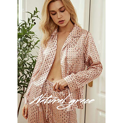 TR-yisheng Pijamas para Mujer, Conjunto de Pijamas con Estampado de Rombos pequeños (Mangas largas + Pantalones), el Conjunto de Ropa Casual para el hogar Mujeres