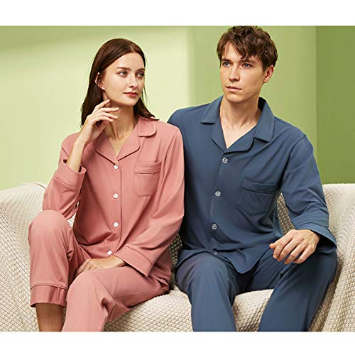 TR-yisheng Traje de Dos Piezas de Pijama de algodón para Parejas (Mangas largas + pantalón) Traje de Ropa Informal de Servicio a Domicilio