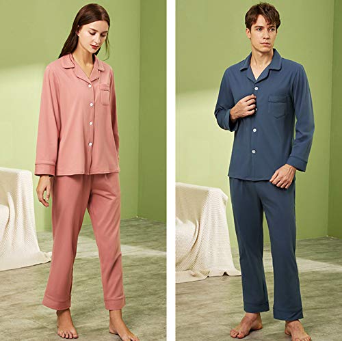 TR-yisheng Traje de Dos Piezas de Pijama de algodón para Parejas (Mangas largas + pantalón) Traje de Ropa Informal de Servicio a Domicilio