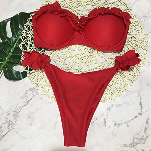Traje de Baño de Dos Piezas Mujer Flor Push Up Traje de Baño Sujetador Acolchado para Mujer