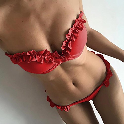 Traje De Baño De Mujer,RETUROM Bikinis Bikini Push Up Deportivos Bañador Trajes De Baño Swimwear Traje De Baño Mujer Vestidos De Baño Ropa De Baño Bohemia Push-Up Padded Bra Bikini (M, Rojo)