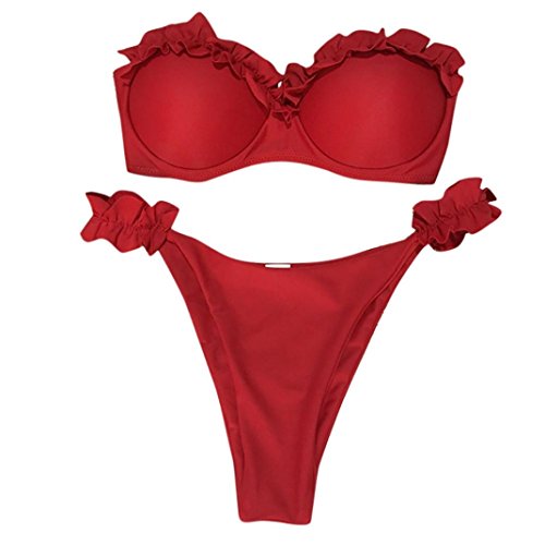 Traje De Baño De Mujer,RETUROM Bikinis Bikini Push Up Deportivos Bañador Trajes De Baño Swimwear Traje De Baño Mujer Vestidos De Baño Ropa De Baño Bohemia Push-Up Padded Bra Bikini (M, Rojo)