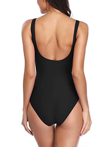 Traje de Baño de Una Pieza Elegante Push up Cuello Halter para Mujer Negro S