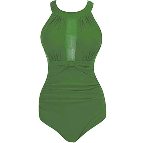 Traje de Baño Mujer 2019 Sexy SHOBDW Bañadores de Mujer Reductores Traje de Baño Mujer Tankinis Color Sólido Perspectiva Vintage Trajes de Una Pieza Bikini Push Up Acolchado Bra(Verde,S)
