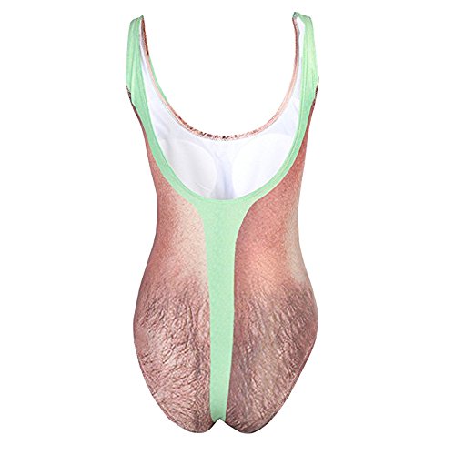 Traje de Baño Mujer 2019 SHOBDW Escote En V Moda Original Impresion 3D Pelo en el Pecho Bañadores de Mujer Natacion Monokini Bikini Push Up Sexy Traje de Baño Mujer Una Pieza(Blanco,M)