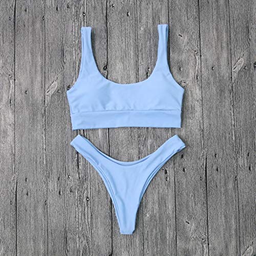 Traje de Baño Mujer 2019 SHOBDW Moda Cómodo Traje de Baño Mujer Dos Piezas Acolchado Bra Conjunto de Bikini Push Up Tanga Traje de Baño Mujer Talle Alto Bañadores de Mujer Sexy(Azul,M)