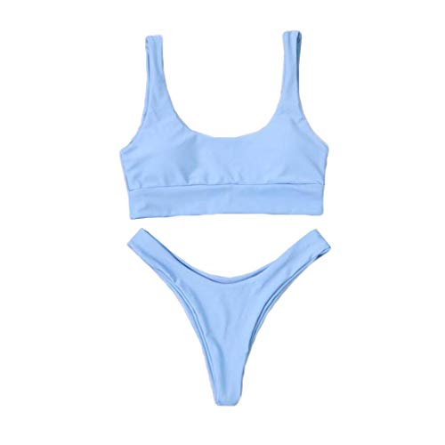 Traje de Baño Mujer 2019 SHOBDW Moda Cómodo Traje de Baño Mujer Dos Piezas Acolchado Bra Conjunto de Bikini Push Up Tanga Traje de Baño Mujer Talle Alto Bañadores de Mujer Sexy(Azul,M)