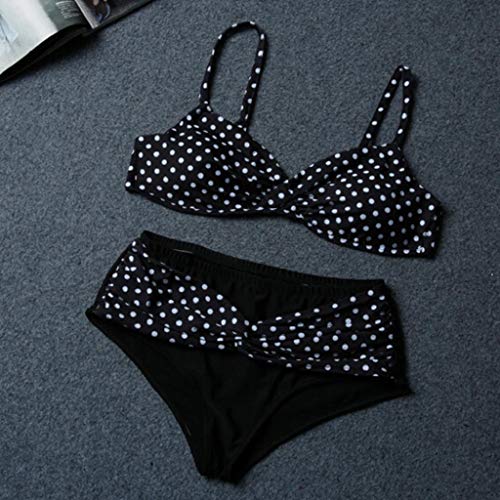 Traje de Baño Mujer Dos Piezas SHOBDW 2019 Conjunto de Bikini Push Up Sexy Impresión de Lunares Tankinis Mujer Pecho Grande Bañador Bañadores de Mujer Tallas Grandes S-5XL(Negro,XXL)