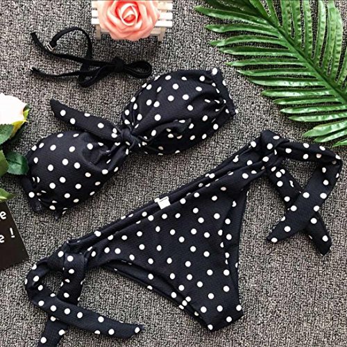 Traje de baño Mujer Dos Piezas,Venmo 2018 Mujer Traje de baño Eres Sexy Punto Bikini Impreso Push-up Arco Rellenado Bañador de Playa Swimwear (Negro, M)