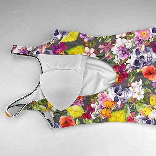 Traje De Baño Mujer Una Pieza,Traje De Baño Mujer Una Pieza Alta Cintura Sexy Push Up Halter Bañador - Entero Bañadores Con Vientre Plano Reductores - Acolchados - Flor De Calavera,As Shown In Th