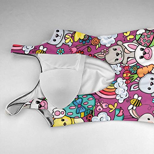 Traje De Baño Mujer Una Pieza,Traje De Baño Mujer Una Pieza Alta Cintura Sexy Push Up Halter Bañador - Entero Bañadores Con Vientre Plano Reductores - Acolchados - Conejo Y Huevos De Pascua Color