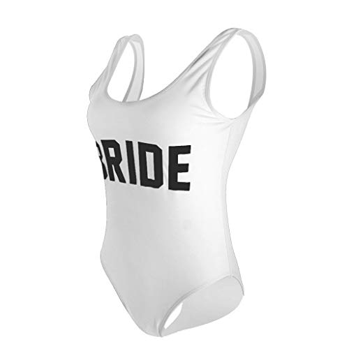 Traje De Baño para Mujer Traje De Baño De Mode De Marca Una Pieza Adelgaza La Playa Figura De Forma Bikini Traje De Baño Novia Boda Playa De Verano (Color : White Bride, Size : M)