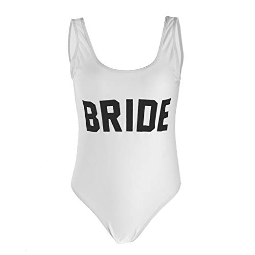 Traje De Baño para Mujer Traje De Baño De Mode De Marca Una Pieza Adelgaza La Playa Figura De Forma Bikini Traje De Baño Novia Boda Playa De Verano (Color : White Bride, Size : M)