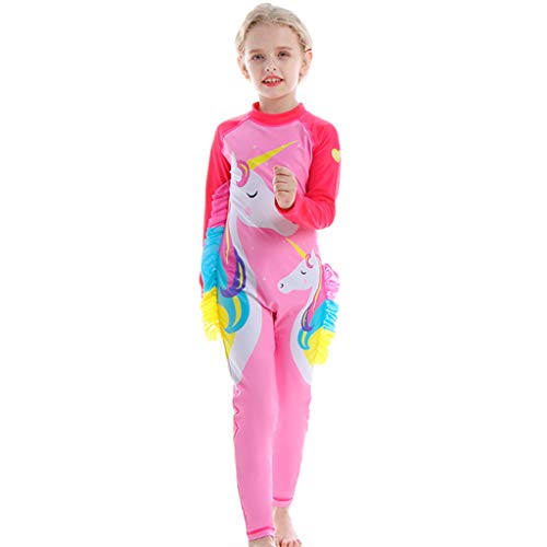 Traje de Baño para Niñas Bañador Protección Solar UV Traje de Buceo de Manga Larga Una Pieza Ropa de Natación Traje de Neopreno de Surf