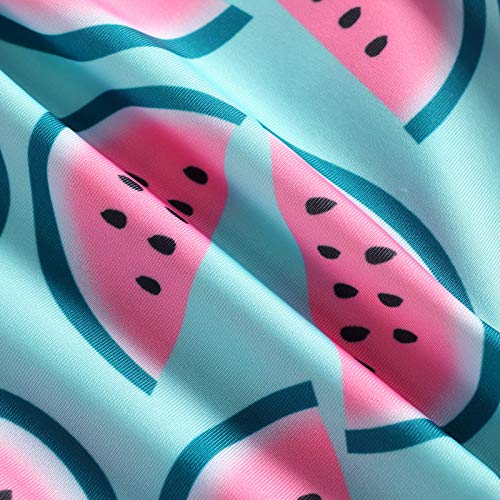 Traje de Baño para Niñas Flor Bañador Bikini con Estampado de Girasol Sandía Piña Hombro Oblicuo Cuello con Volantes para Bebés Mameluco de Natación Regalo Playa Verano (Sandía Rosa, 1-2 Años)