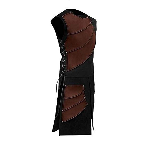 Traje de Caballero Medieval sin Mangas, Chaleco de Encaje Lateral, decoración de Estilo gótico, Chaleco a Juego.