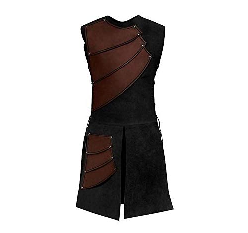 Traje de Caballero Medieval sin Mangas, Chaleco de Encaje Lateral, decoración de Estilo gótico, Chaleco a Juego.