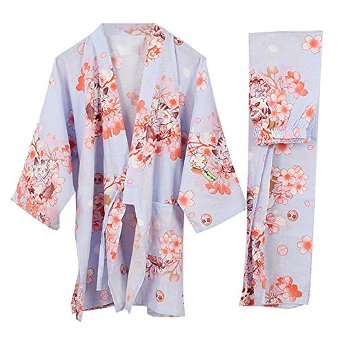 Traje de Estilo japonés para Mujer Kimono Pijamas Traje-Grúa A, Talla L