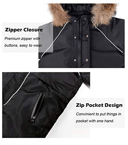 Traje de Nieve para Niños Niñas, Pluma Mono con Capucha Impermeable Chaqueta Manga Larga Abrigo de Invierno Ropa de Esquí 5-6 Años