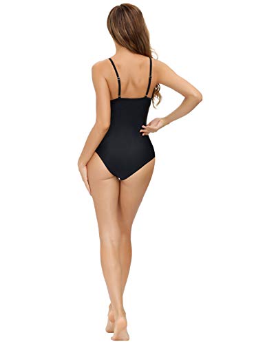 Trajes de baño de una Pieza para Mujer Bañador de de Malla Transparente Negro M