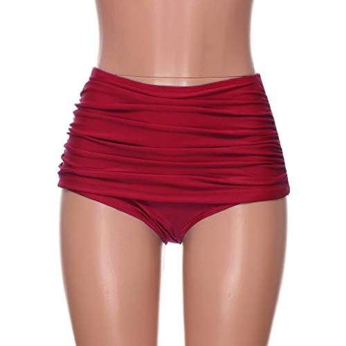 Trajes de baño Mujer SHOBDW Talle Alto Nadar Abajo Tanga Fruncido Tankini Pantalones Cortos De Chico Bragas Señoras Talla Extra Pantalones De Natacion Una Pieza Ropa de Playa Bañadores(Rojo,XL)