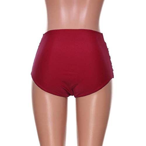 Trajes de baño Mujer SHOBDW Talle Alto Nadar Abajo Tanga Fruncido Tankini Pantalones Cortos De Chico Bragas Señoras Talla Extra Pantalones De Natacion Una Pieza Ropa de Playa Bañadores(Rojo,XL)