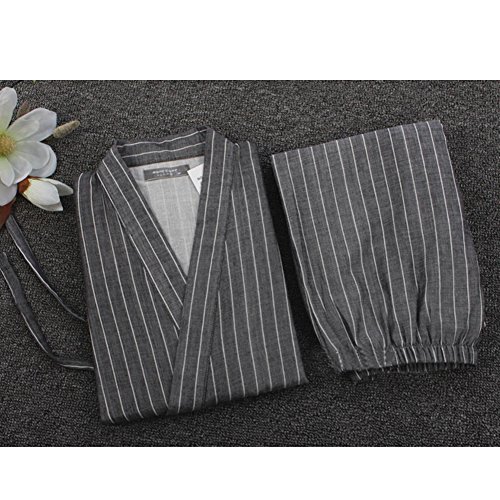 Trajes de Estilo japonés de los Hombres Traje de Pijama de algodón Puro Kimono Bata Set-A1