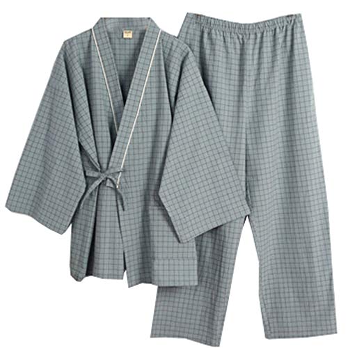 Trajes de Estilo japonés para Hombre Trajes de Pijamas de Kimono Puros Traje de Vestir Set-B